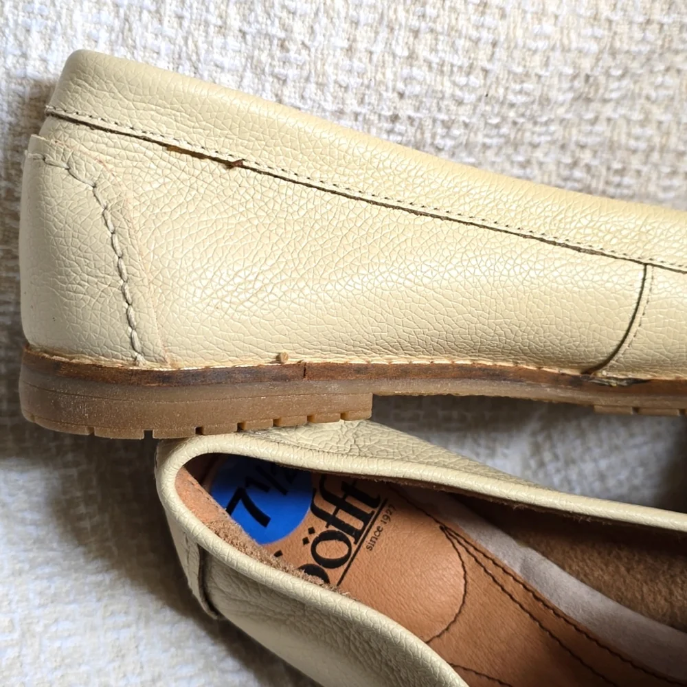 Sofft Leather Woven Slip On Flat Loafer Moccasin Creme  Size 7.5 Comfort NEW - Picture 3 of 7